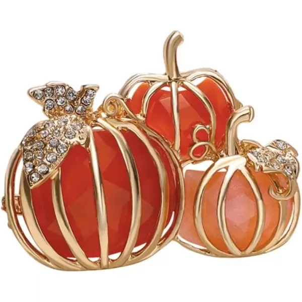 image3 Rhinestone Pumpkins Brooch Pin for Women Girls Gold Tone Fashion Crystal Halloween Thanksgiving Fruit Brooches Lapel Pins Cute Fall Holiday Festival Hat Bag Suit Dress Accessories Jewelry Gift