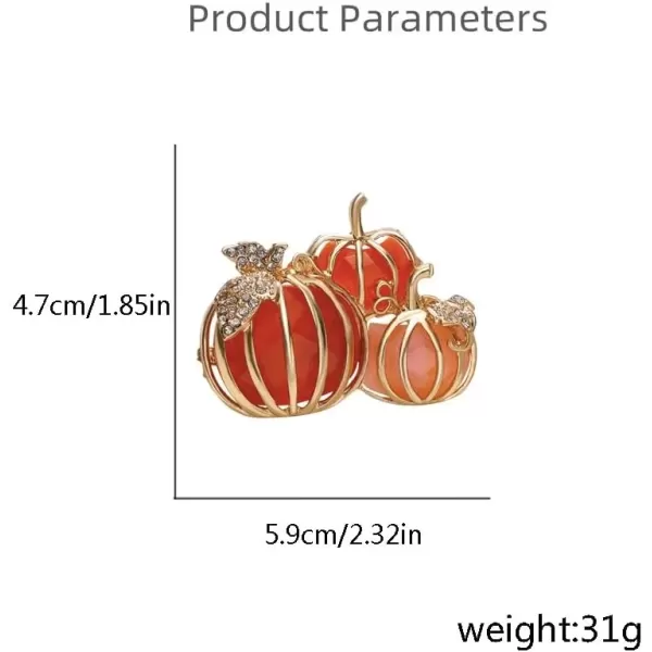 image3 Rhinestone Pumpkins Brooch Pin for Women Girls Gold Tone Fashion Crystal Halloween Thanksgiving Fruit Brooches Lapel Pins Cute Fall Holiday Festival Hat Bag Suit Dress Accessories Jewelry Gift
