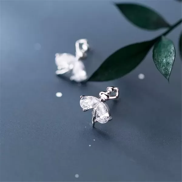 imageCrystal Ballet Dancer Sterling Silver Stud Earrings for Women CZ Nickel Free Tiny Small Dancing Ballerina Cartilage Cuff Tragus Lucky Post Dainty Cute Jewelry Gifts for Daughter
