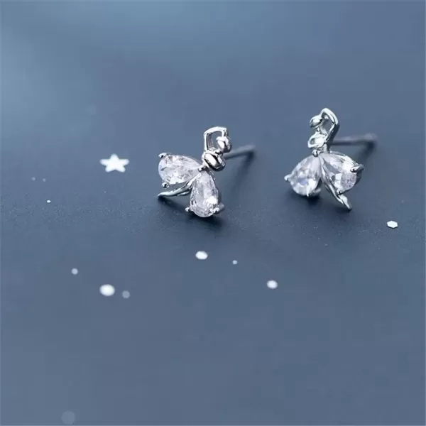 imageCrystal Ballet Dancer Sterling Silver Stud Earrings for Women CZ Nickel Free Tiny Small Dancing Ballerina Cartilage Cuff Tragus Lucky Post Dainty Cute Jewelry Gifts for Daughter