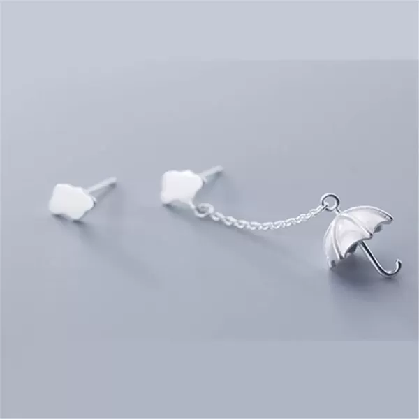 imageCute Cloud Umbrella Sterling Silver Small Stud Earrings for Women Hypoallergenic Nickel Free for Piercing Ear Huggie Asymmetrical Dangle Studs Earring Personalized Unique Jewelry