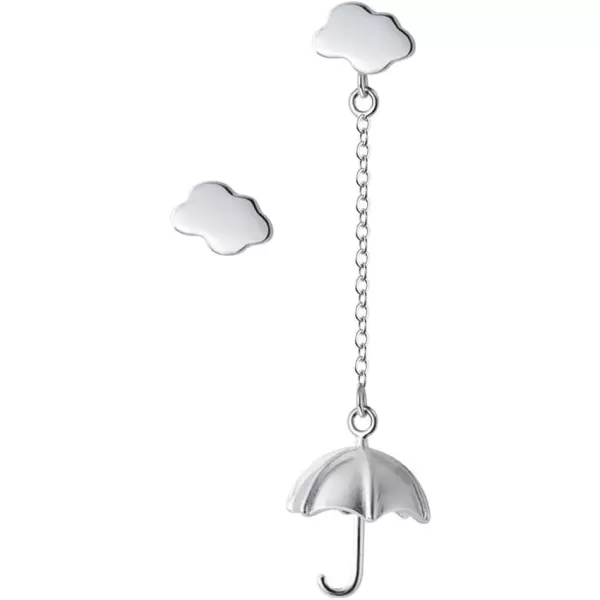 imageCute Cloud Umbrella Sterling Silver Small Stud Earrings for Women Hypoallergenic Nickel Free for Piercing Ear Huggie Asymmetrical Dangle Studs Earring Personalized Unique Jewelry