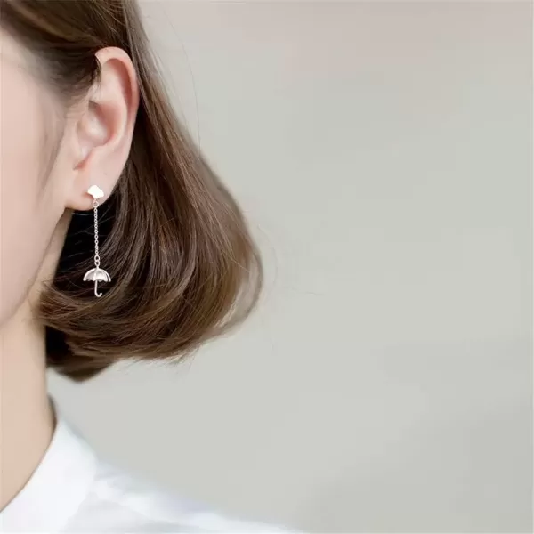 imageCute Cloud Umbrella Sterling Silver Small Stud Earrings for Women Hypoallergenic Nickel Free for Piercing Ear Huggie Asymmetrical Dangle Studs Earring Personalized Unique Jewelry