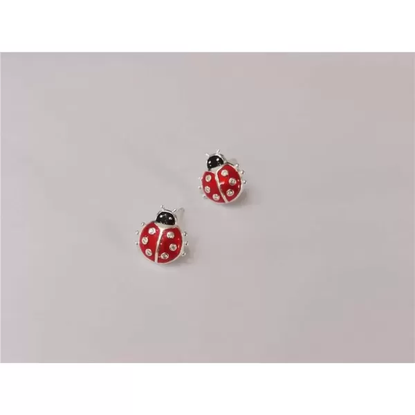 imageCute Ladybug Tiny Stud Earrings for Women Girls 925 Sterling Silver Hypoallergenic Dainty Red Bugs Black Head Small Lucky Post Tragus Fashion Animal Jewelry Birthday Christmas Gifts for Daughter