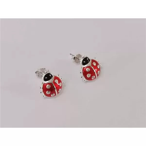 imageCute Ladybug Tiny Stud Earrings for Women Girls 925 Sterling Silver Hypoallergenic Dainty Red Bugs Black Head Small Lucky Post Tragus Fashion Animal Jewelry Birthday Christmas Gifts for Daughter