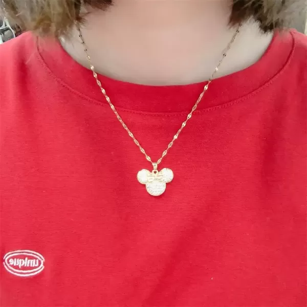 imageDainty CZ Lady Mouse Pendant Necklace for Women Teen Girls Surgical Stainless Steel Hypoallergenic Crystal Choker Chain Necklace Adjustable Comfortable Cute Birthday Holiday Jewelry Gifts 18inchGold