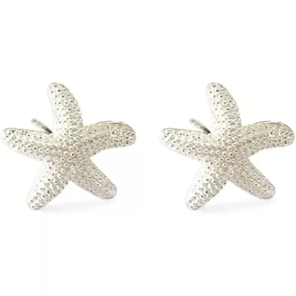 imageHuggie Starfish Stud Earrings for Women S925 Sterling Silver SilverToned Dainty Charm Tiny Small Star Sea Coral Starfish Earrings Post Pin Hypoallergenic Beach Jewelry Gift