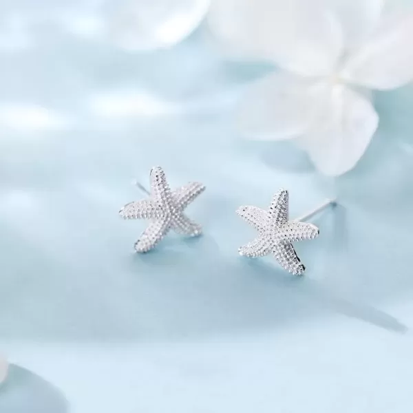 imageHuggie Starfish Stud Earrings for Women S925 Sterling Silver SilverToned Dainty Charm Tiny Small Star Sea Coral Starfish Earrings Post Pin Hypoallergenic Beach Jewelry Gift