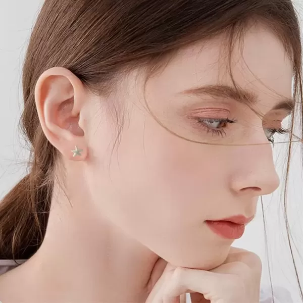 imageHuggie Starfish Stud Earrings for Women S925 Sterling Silver SilverToned Dainty Charm Tiny Small Star Sea Coral Starfish Earrings Post Pin Hypoallergenic Beach Jewelry Gift