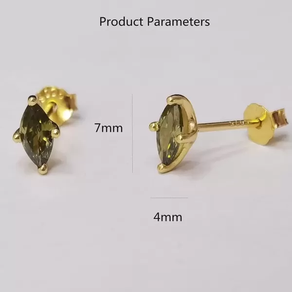 imageMinimalist Green Peridot 925 Sterling Silver Small Stud Earrings for Women GoldTone Tiny Mini Crystal Birthstone Studs Cartilage Tragus Post Hypoallergenic Piercing Birthday Jewelry Gifts