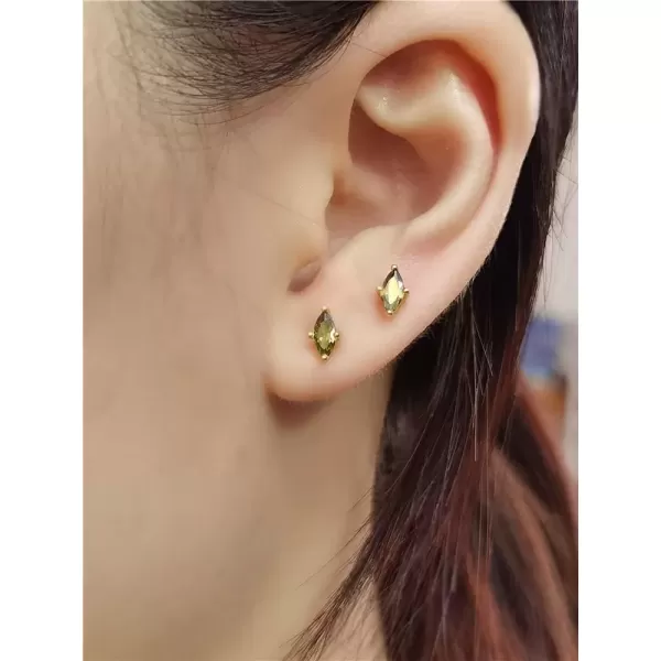 imageMinimalist Green Peridot 925 Sterling Silver Small Stud Earrings for Women GoldTone Tiny Mini Crystal Birthstone Studs Cartilage Tragus Post Hypoallergenic Piercing Birthday Jewelry Gifts