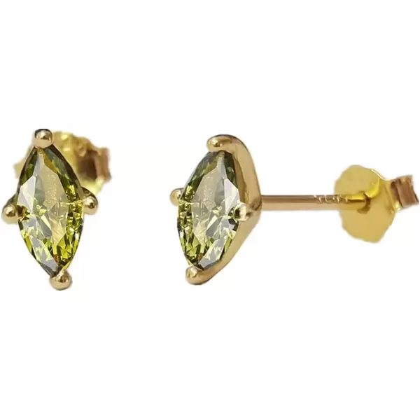 imageMinimalist Green Peridot 925 Sterling Silver Small Stud Earrings for Women GoldTone Tiny Mini Crystal Birthstone Studs Cartilage Tragus Post Hypoallergenic Piercing Birthday Jewelry Gifts