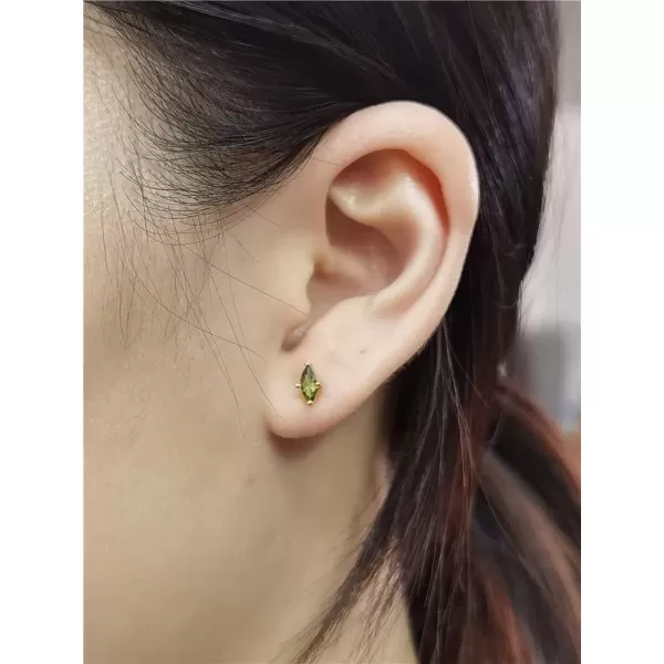 imageMinimalist Green Peridot 925 Sterling Silver Small Stud Earrings for Women GoldTone Tiny Mini Crystal Birthstone Studs Cartilage Tragus Post Hypoallergenic Piercing Birthday Jewelry Gifts
