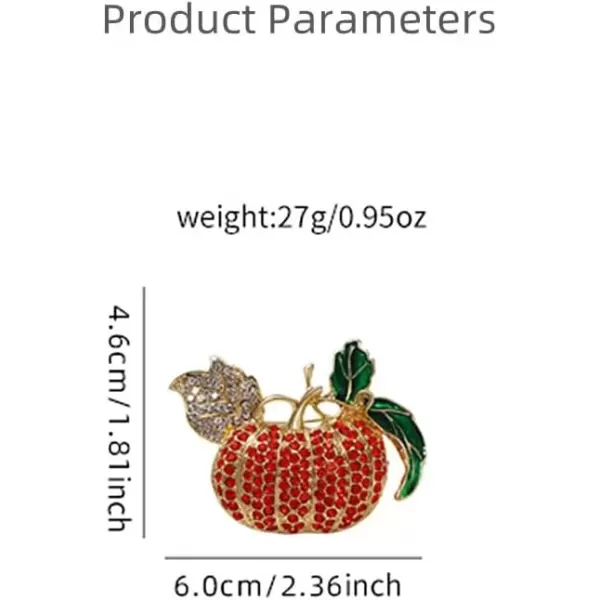 imageRhinestone Fall Holiday Pumpkin Brooch Pin for Women Men Unisex Gold Plated Fashion Dainty Enamel Crystal Fruit Leaf Brooches Lapel Pins Dress Accessories Halloween Party JewelryCZ