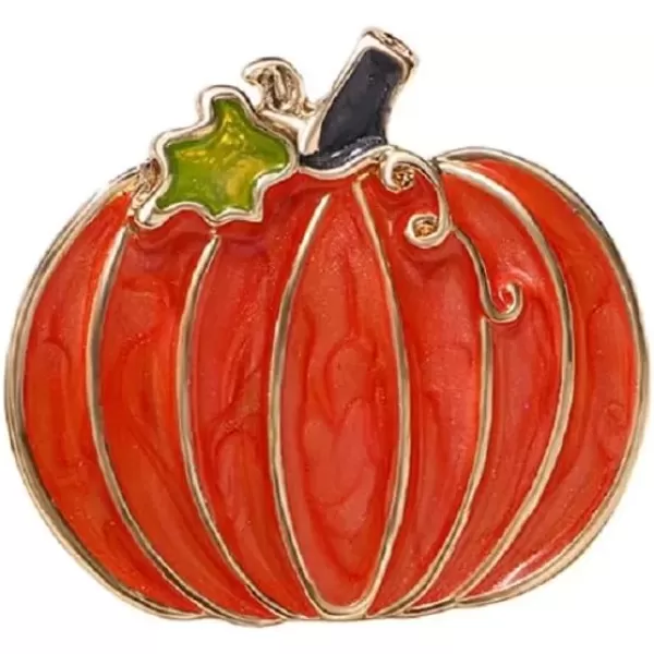 imageRhinestone Fall Holiday Pumpkin Brooch Pin for Women Men Unisex Gold Plated Fashion Dainty Enamel Crystal Fruit Leaf Brooches Lapel Pins Dress Accessories Halloween Party JewelryClassic