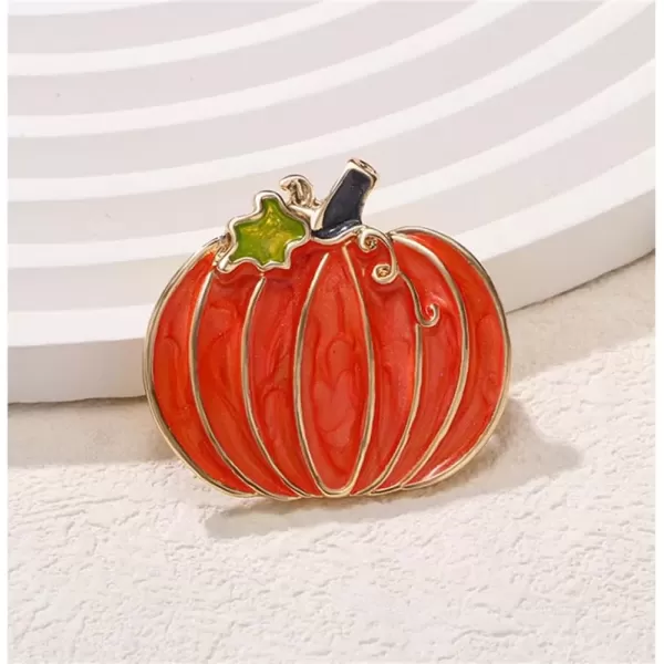 imageRhinestone Fall Holiday Pumpkin Brooch Pin for Women Men Unisex Gold Plated Fashion Dainty Enamel Crystal Fruit Leaf Brooches Lapel Pins Dress Accessories Halloween Party JewelryClassic