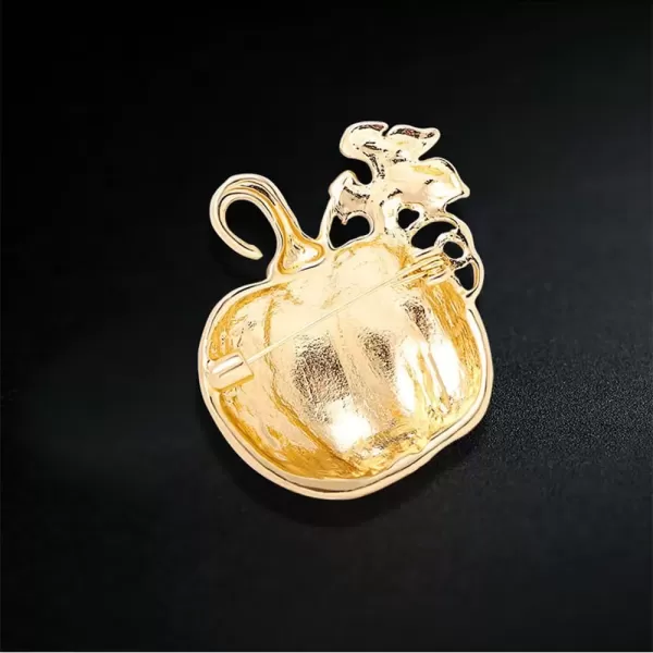 imageRhinestone Pumpkin Brooch Pin for Women Girls Gold Tone Fashion Enamel Halloween Thanksgiving Green Leaf Brooches Lapel Pins Cute Fall Holiday Festival Hat Bag Suit Dress Accessories Jewelry Gift Souvenir