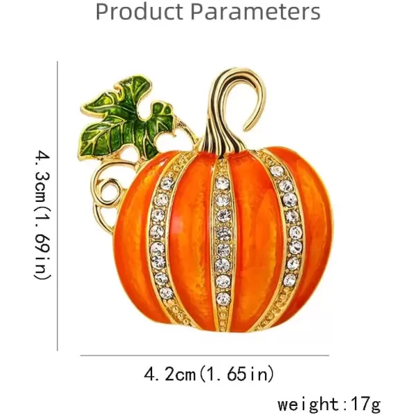 imageRhinestone Pumpkin Brooch Pin for Women Girls Gold Tone Fashion Enamel Halloween Thanksgiving Green Leaf Brooches Lapel Pins Cute Fall Holiday Festival Hat Bag Suit Dress Accessories Jewelry Gift Souvenir