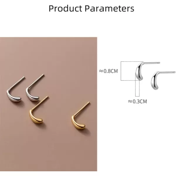 imageSterling Silver Mini Curved Bar Earrings for Women Girls 14K Gold Plated Minimalist Tiny Short Bars Teardrop Stud Cartilage Tragus Post Hypoallergenic Dainty Jewelry GiftsSilvery 8mm