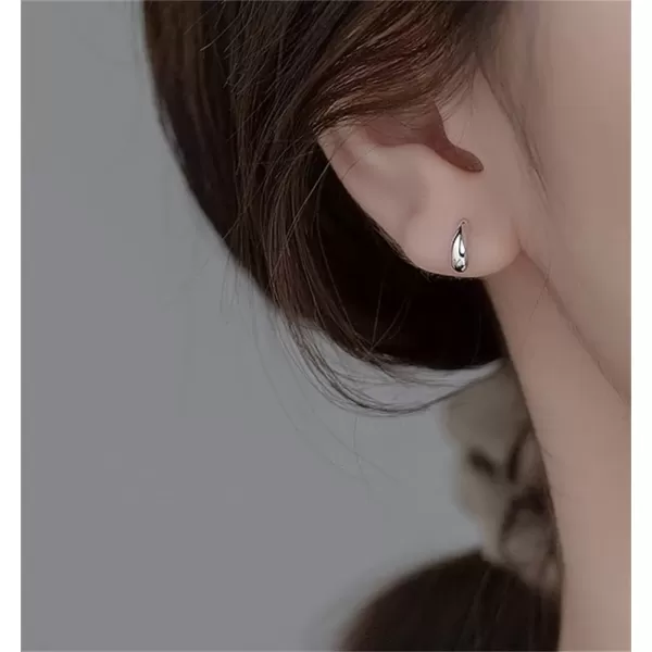 imageSterling Silver Mini Curved Bar Earrings for Women Girls 14K Gold Plated Minimalist Tiny Short Bars Teardrop Stud Cartilage Tragus Post Hypoallergenic Dainty Jewelry GiftsSilvery 8mm
