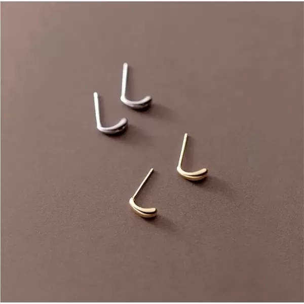 imageSterling Silver Mini Curved Bar Earrings for Women Girls 14K Gold Plated Minimalist Tiny Short Bars Teardrop Stud Cartilage Tragus Post Hypoallergenic Dainty Jewelry GiftsSilvery 8mm