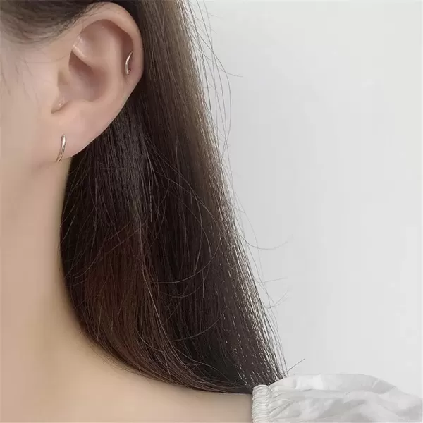 imageTiny Curved Bar Stud Earrings for Women 925 Sterling Silver Hypoallergenic Mini Cute Arc Bars Cartilage 20g Studs Tragus Post Minimalist Geometrical Body Piercing Jewelry Silver