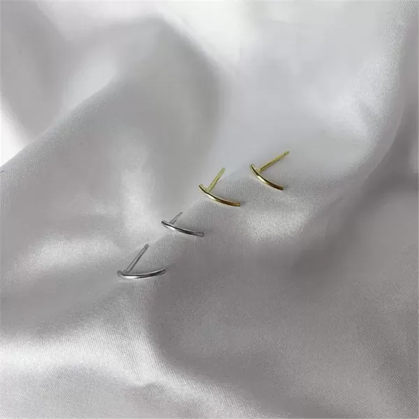 imageTiny Curved Bar Stud Earrings for Women 925 Sterling Silver Hypoallergenic Mini Cute Arc Bars Cartilage 20g Studs Tragus Post Minimalist Geometrical Body Piercing Jewelry Silver