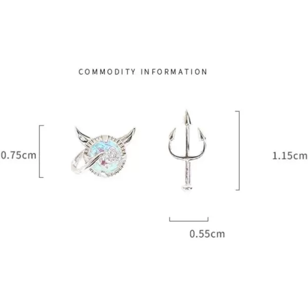 imageTiny Cute Devil Stud Earrings for Women 925 Sterling Silver Hypoallergenic Asymmetrical Crystal Artificial Moonstone Monster Post Christmas Halloween Party Gift