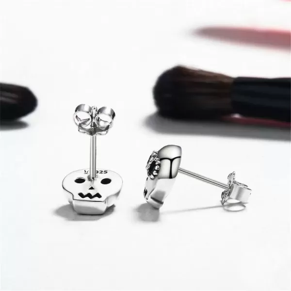 imageTiny Skull Stud Earrings for Women Men 925 Sterling Silver Black Crystal Eye Devil Ghost Studs Tragus Hypoallergenic Fashion Punk Post Pin Unisex Halloween Gifts