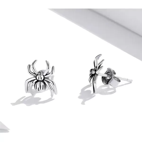 imageVintage Spider Stud Earrings for Women Girls 925 Sterling Silver Hypoallergenic Halloween Small Animal Pet Cartilage Tragus Post Creative 3D Jewelry Unique Gifts for Friend