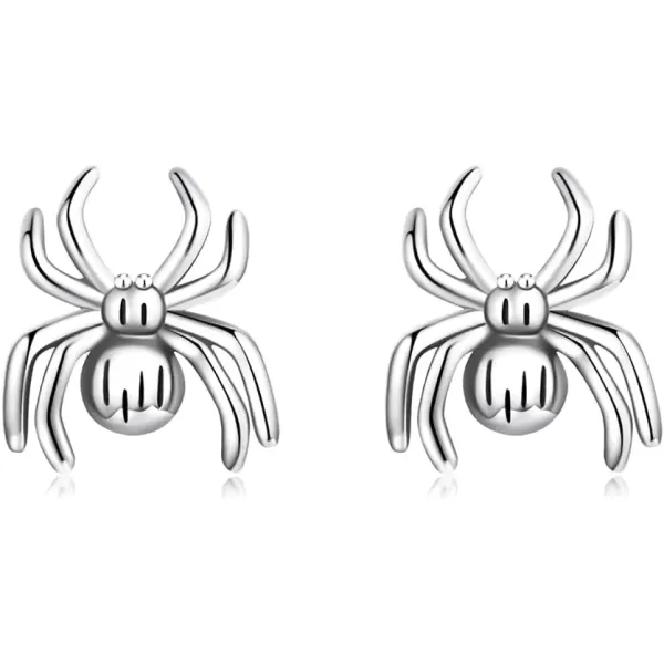 imageVintage Spider Stud Earrings for Women Girls 925 Sterling Silver Hypoallergenic Halloween Small Animal Pet Cartilage Tragus Post Creative 3D Jewelry Unique Gifts for Friend