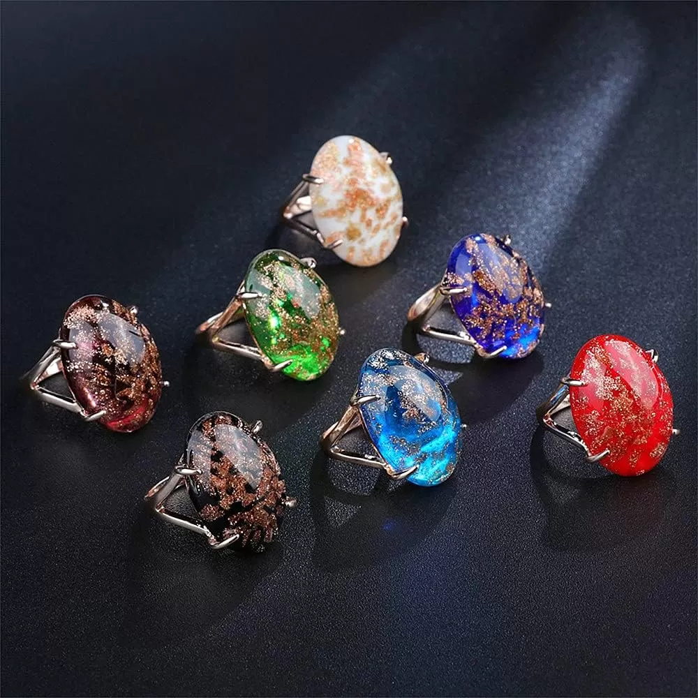 imageVintage Agage Ring for Women Rose Gold Plated Chunky Dome Black Artificial Band Ring Comfort Fit Boho Bollywood Turkish Style Jewelry Size 8
