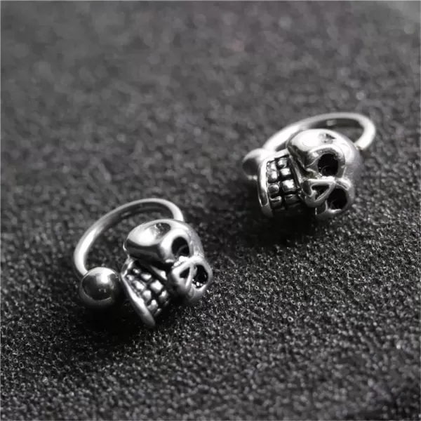 image16G Skull Bead Cartilage Huggie Hoop Earrings for Women Stainless Steel Vintage Small Skeleton 4mm Ball Back Stud Earring Hypoallergenic Punk Halloween Body Piercing Jewelry Unisex