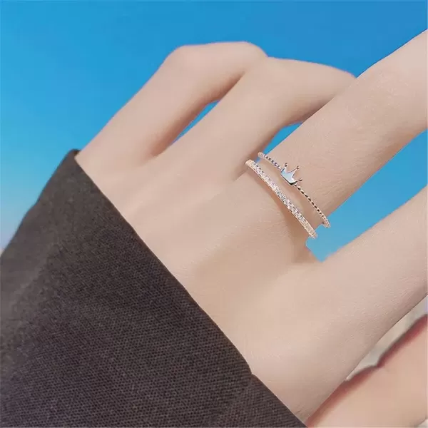 imageCZ Princess Crown 925 Sterling Silver Ring for Women Girls Crystal Promise Statement Expandable Layered Beaded Open Rings Adjustable Comfort Fit Jewelry Dainty Birthday Christmas Valentines Gifts
