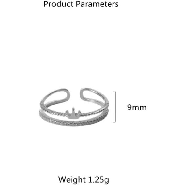 imageCZ Princess Crown 925 Sterling Silver Ring for Women Girls Crystal Promise Statement Expandable Layered Beaded Open Rings Adjustable Comfort Fit Jewelry Dainty Birthday Christmas Valentines Gifts