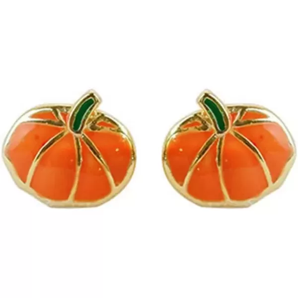 imageCute Pumpkin Tiny Small Stud Earrings for Women 925 Sterling Silver Hypoallergenic Enameled Halloween Thanksgiving Fall Party Jewelry Gifts
