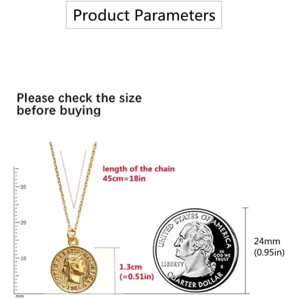 imageDtja Carved Coin Pendant Necklace for Women Girls 925 Sterling Silver Simple Round Chain Goddess Worship Celebrity Medal Reversible Keepsake Chic Choker Fashion Jewelry Gifts Box