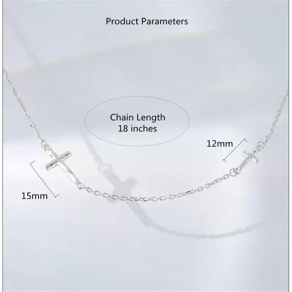 imageHammered Sideways Cross Choker Pendant Necklace for Women Girls 925 Sterling Silver White Gold Plated Dainty Simple Charm Link Chain Adjustable Fashion Jewelry Gift Box 18 inches