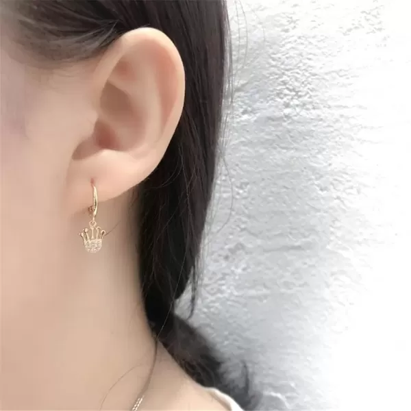 imageHuggie Small Sleeper Hoop Earrings for Women Girls Sterling Silver Cubic Zirconia with Charms Cute Drop Dangle Cuff Cartilage Helix Stud Dainty Multiple Jewelry CZ Gold Crown