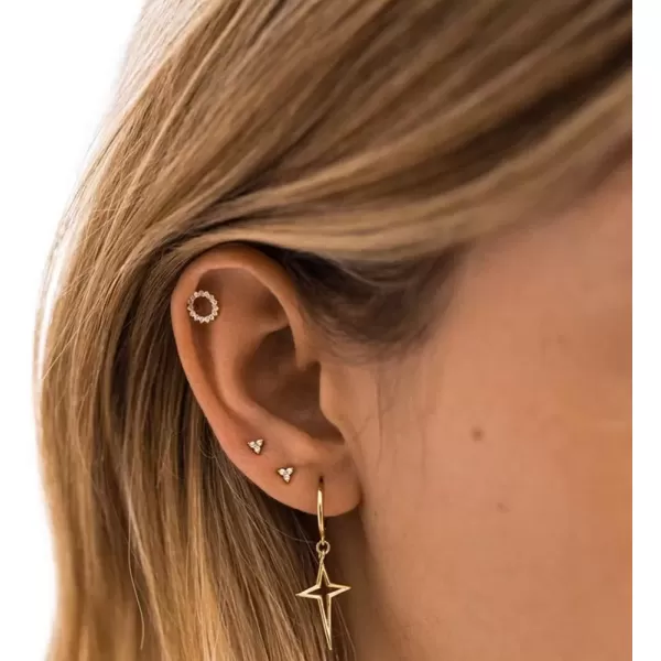 imageMinimalist Cross Star Dangle Drop Small Hoop Earrings for Women Girls 925 Sterling Silver Charms Huggie Hoops Constellation Tiny Star Cartilage Earring Pierced Ear Crucifix JewelryGolden