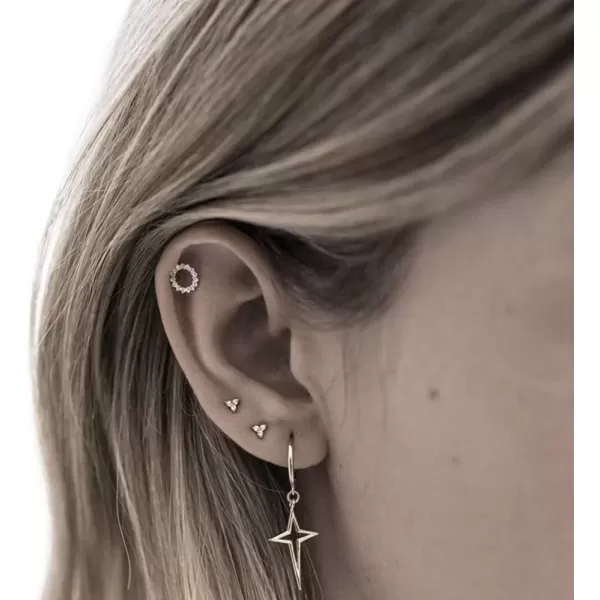 imageMinimalist Cross Star Dangle Drop Small Hoop Earrings for Women Girls 925 Sterling Silver Charms Huggie Hoops Constellation Tiny Star Cartilage Earring Pierced Ear Crucifix JewelrySilvery
