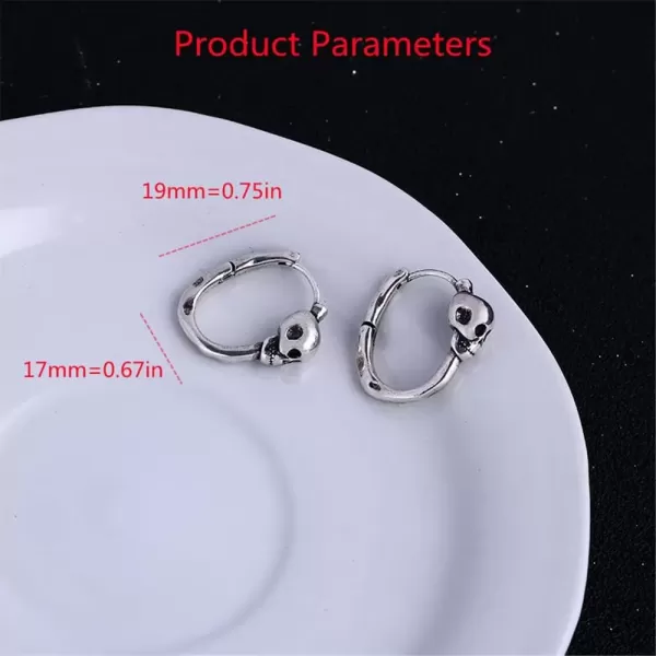 imageMinimalist Skull Hoop Earrings for Women Unisex Silver Tone Small Cartilage Huggie Hoops Hypoallergenic Vintage Gothic Halloween Jewelry