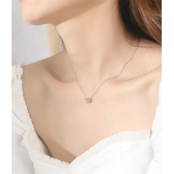 imagePrincess Crown Charm Necklace for Women Girls 925 Sterling Silver Delicate Cute Crystal CZ Queen Royal Tiara Pendant Luck Choker 18quot Silver Chain Adjustable Dainty Wedding Jewelry Birthday Gift BoxSilverToned