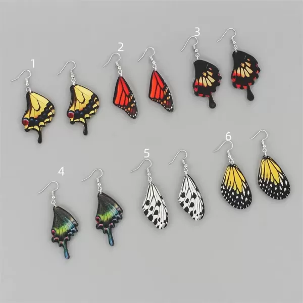 imageAcrylic Monarch Butterfly Wing Earrings for Women Girls Lightweight Colored Resin Danaus Plexippus Hindwing Statement Drop Dangle Hook Stud Dainty Cute Birthday Anniversary Party Jewelry 2 Black Orange