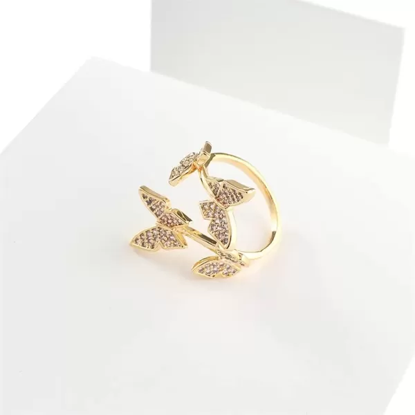 imageAdjustable CZ Butterfly Statement Rings for Women Girls 14K Gold Plated Expandable Open Wrap Finger Rings Comfort Fit Delicate Wedding Engagement Anniversary Jewelry Dainty Gift Stacking