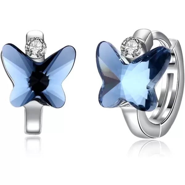 imageCZ Butterfly Tiny Small Hoop Earrings for Women Teen Girls Cartilage Sleeper Dainty Hoops 925 Sterling Silver Crystal Hypoallergenic Gifts for Daughter