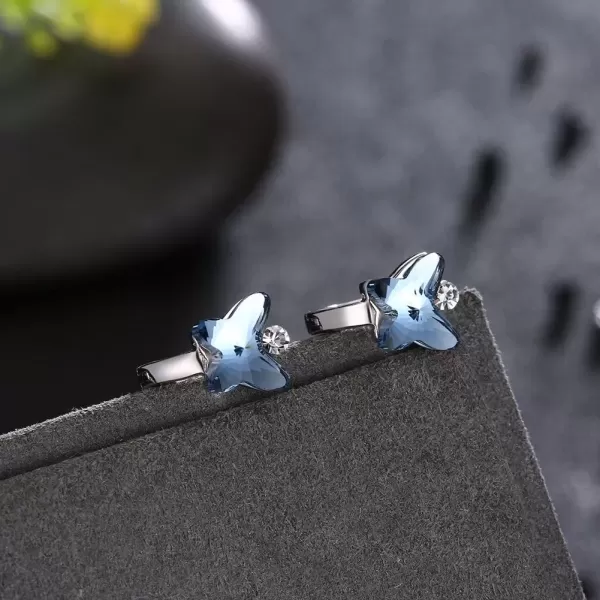 imageCZ Butterfly Tiny Small Hoop Earrings for Women Teen Girls Cartilage Sleeper Dainty Hoops 925 Sterling Silver Crystal Hypoallergenic Gifts for Daughter
