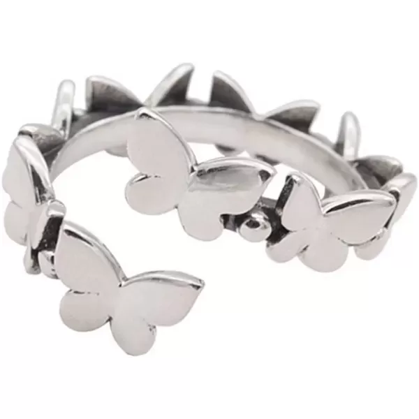 imageDtja Butterfly 925 Sterling Silver Ring for Women Vintage Oxidized Ball Bead Expandable Open Rings Adjustable Boho Hand Made Jewelry Birthday Anniversary Christmas Valentines