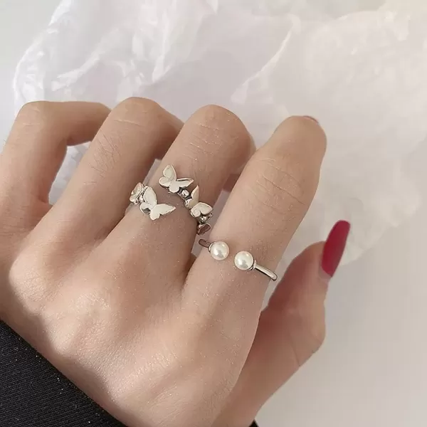 imageDtja Butterfly 925 Sterling Silver Ring for Women Vintage Oxidized Ball Bead Expandable Open Rings Adjustable Boho Hand Made Jewelry Birthday Anniversary Christmas Valentines