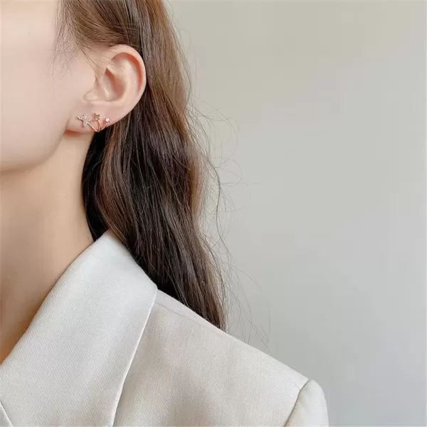 imageGold Butterfly Non Piercing Ear Cuff Wrap Earrings for Women Cubic Zirconia Dainty 3 Layered Huggie Cartilage Clip on Earring Nickel Free Birthday Party Jewelry Gift